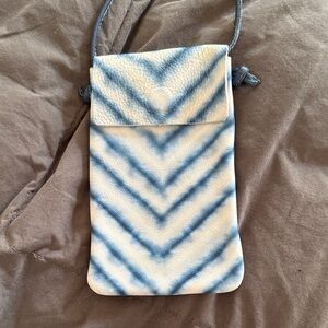 Free People Chevron Blue and White Crossbody Bag